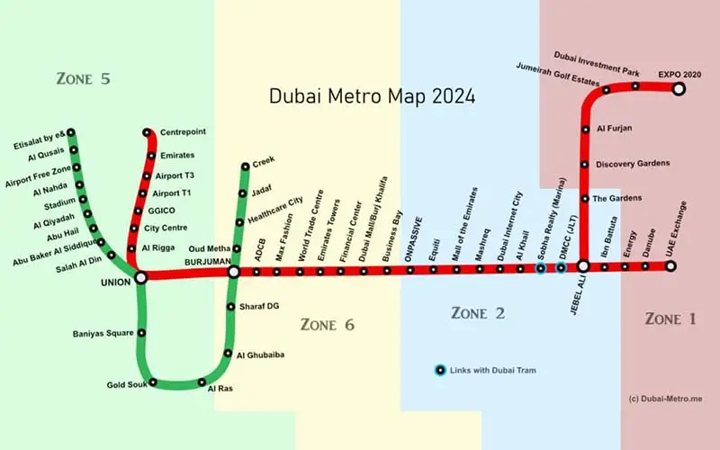 راهنمای خطوط زون مترو دبی